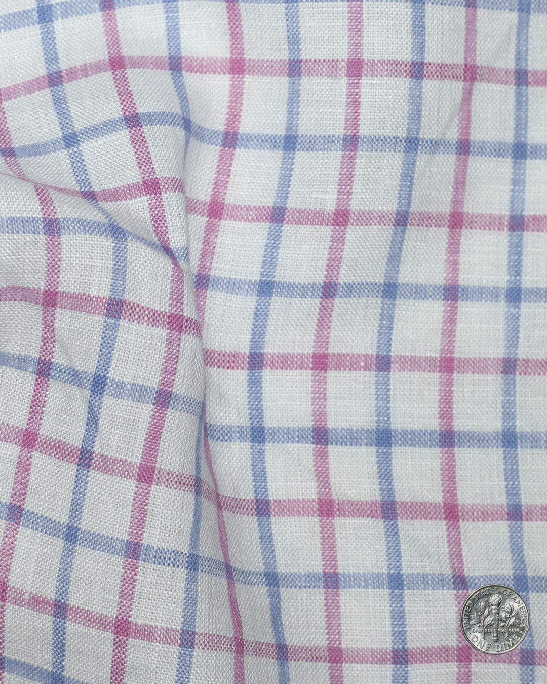 Linen: Pink Blue Tattersall On White - 4