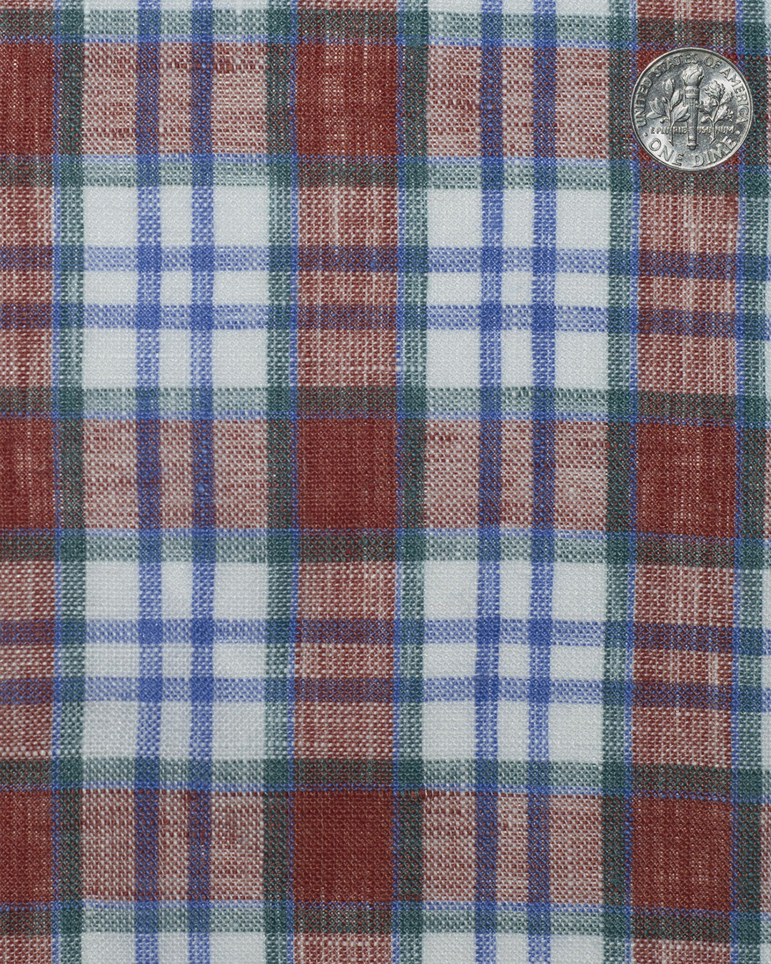 Linen: Blue Red White Madras Tattersall - 4