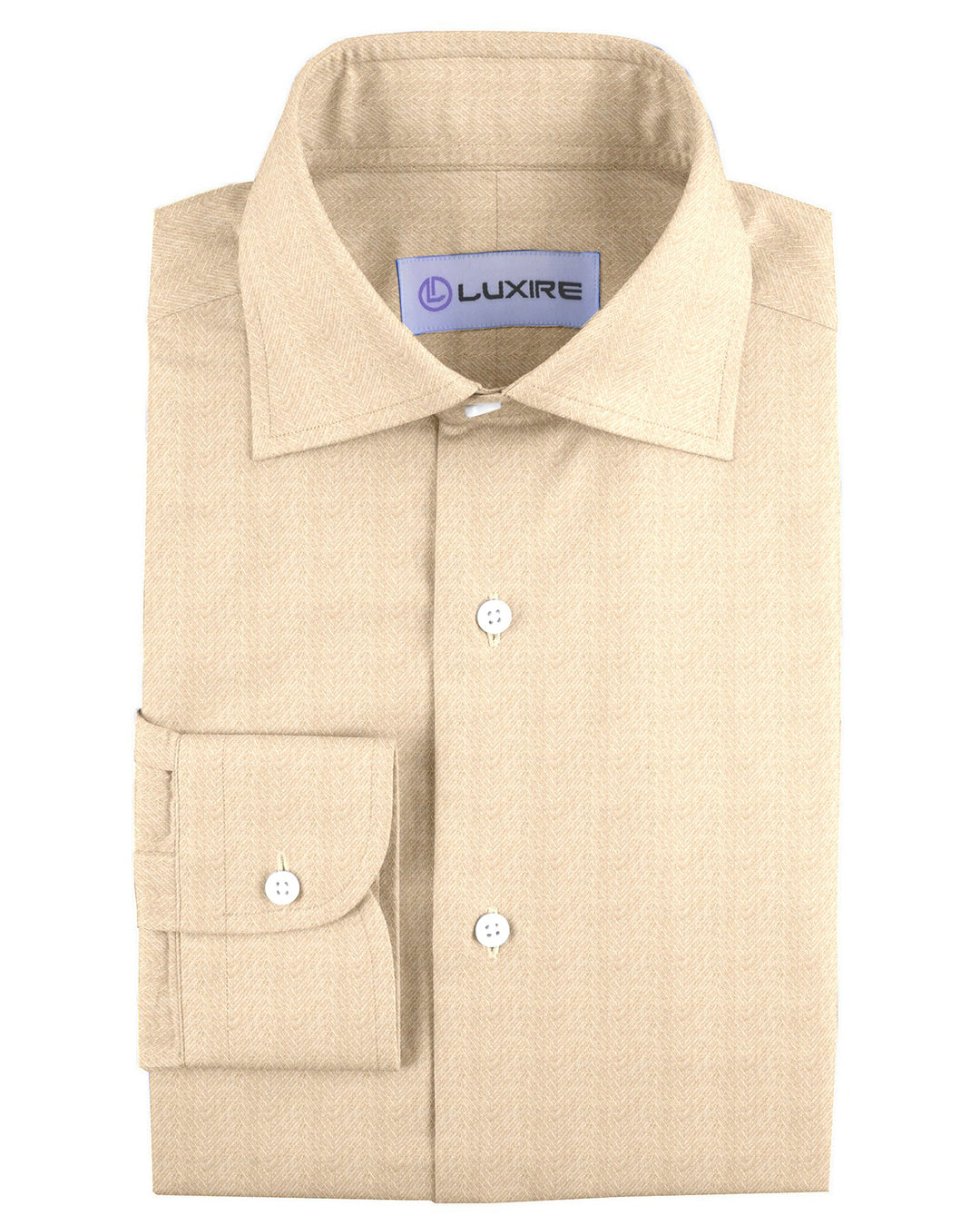 Cashmerello Alumo: Light Beige Cotton Herringbone - 1