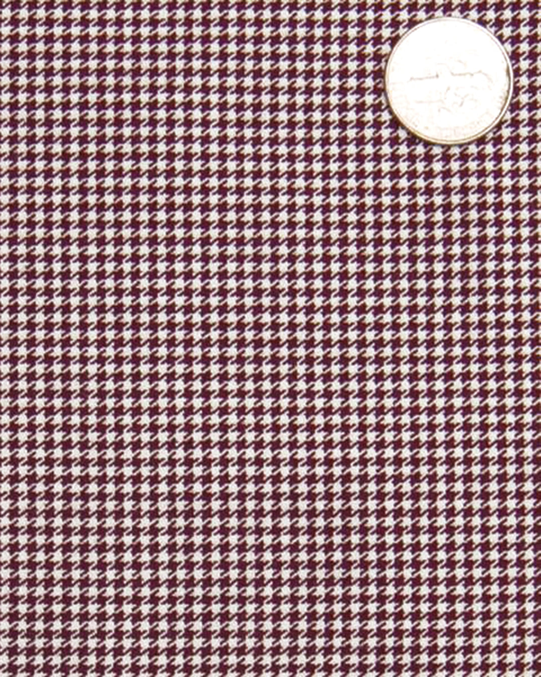 Maroon Houndstooth Checks on White - 4