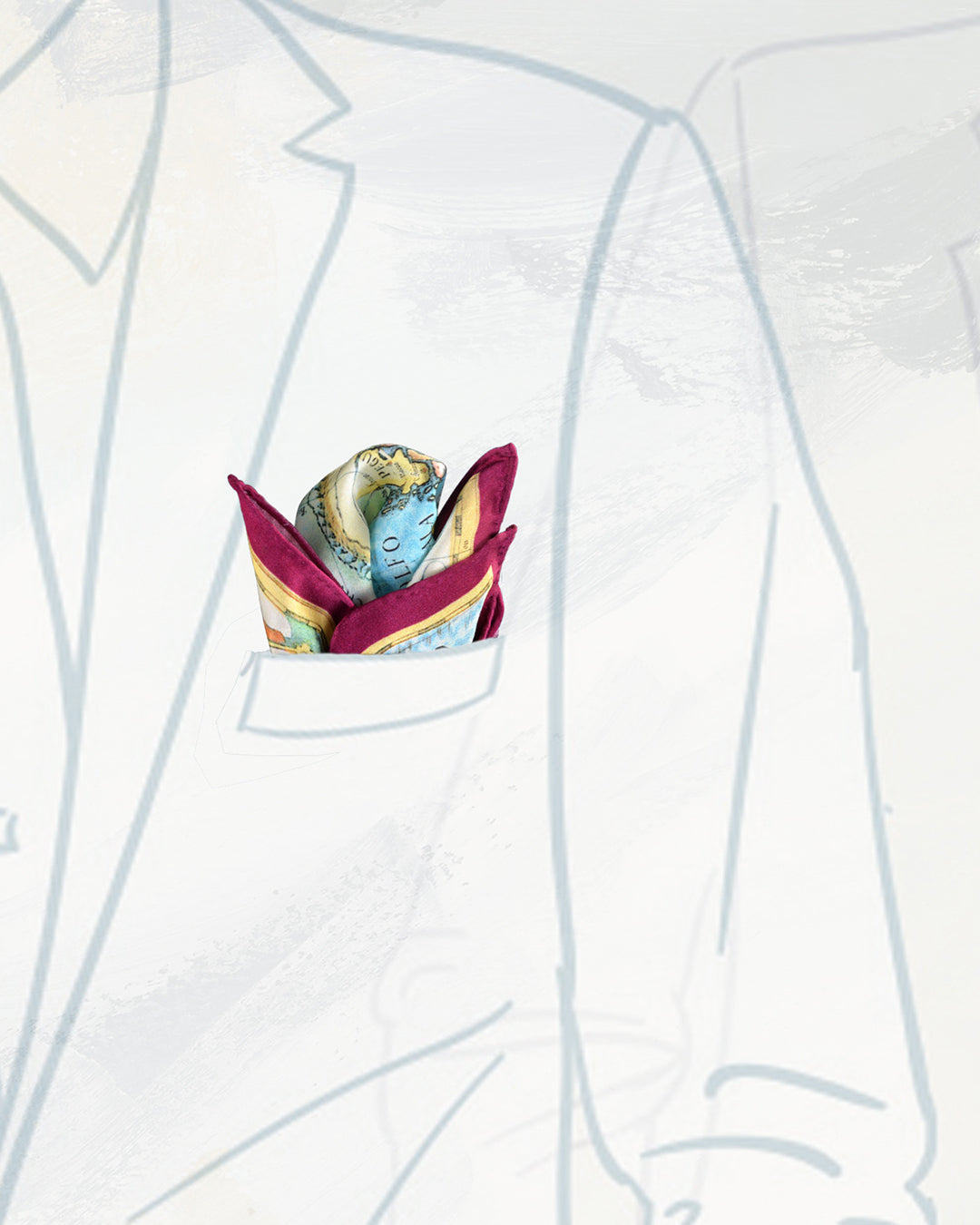 Pocket Square-Blue Map - 4