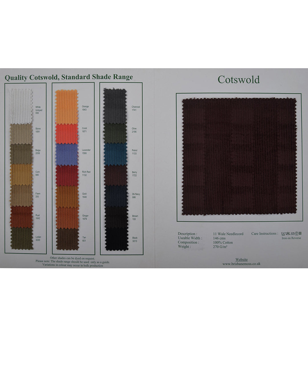Brisbane Moss Charcoal Needlecord - 3