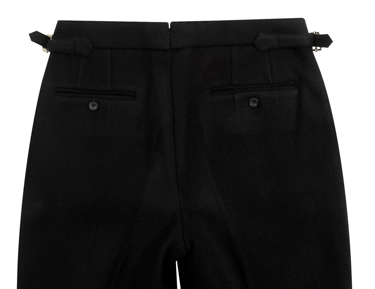 Black wool heavy flannel High Waisted Pant - 4