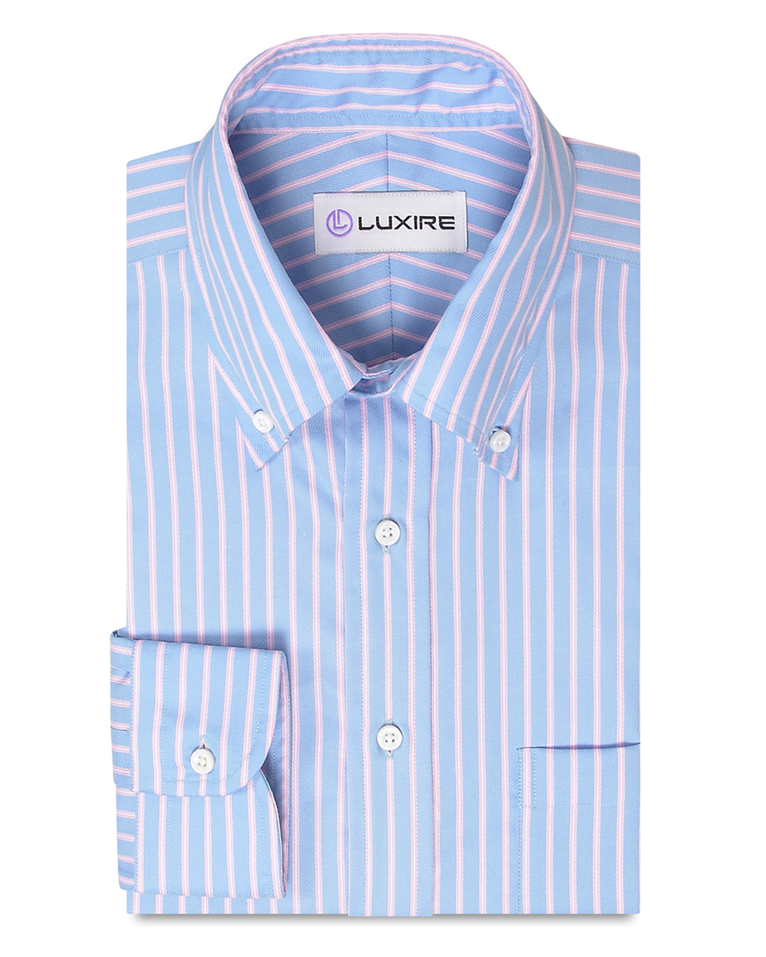 Blue Pink Stripes Twill - 1