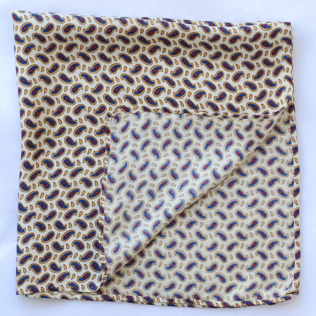 Cream Paisley Pocket Square - 1