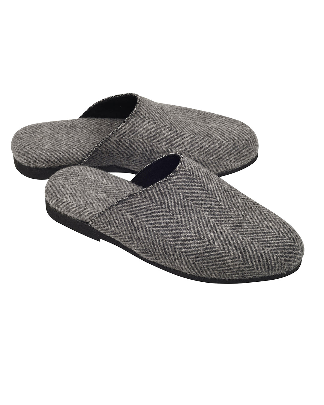 Suede-Cashmere Slippers Grey - 2