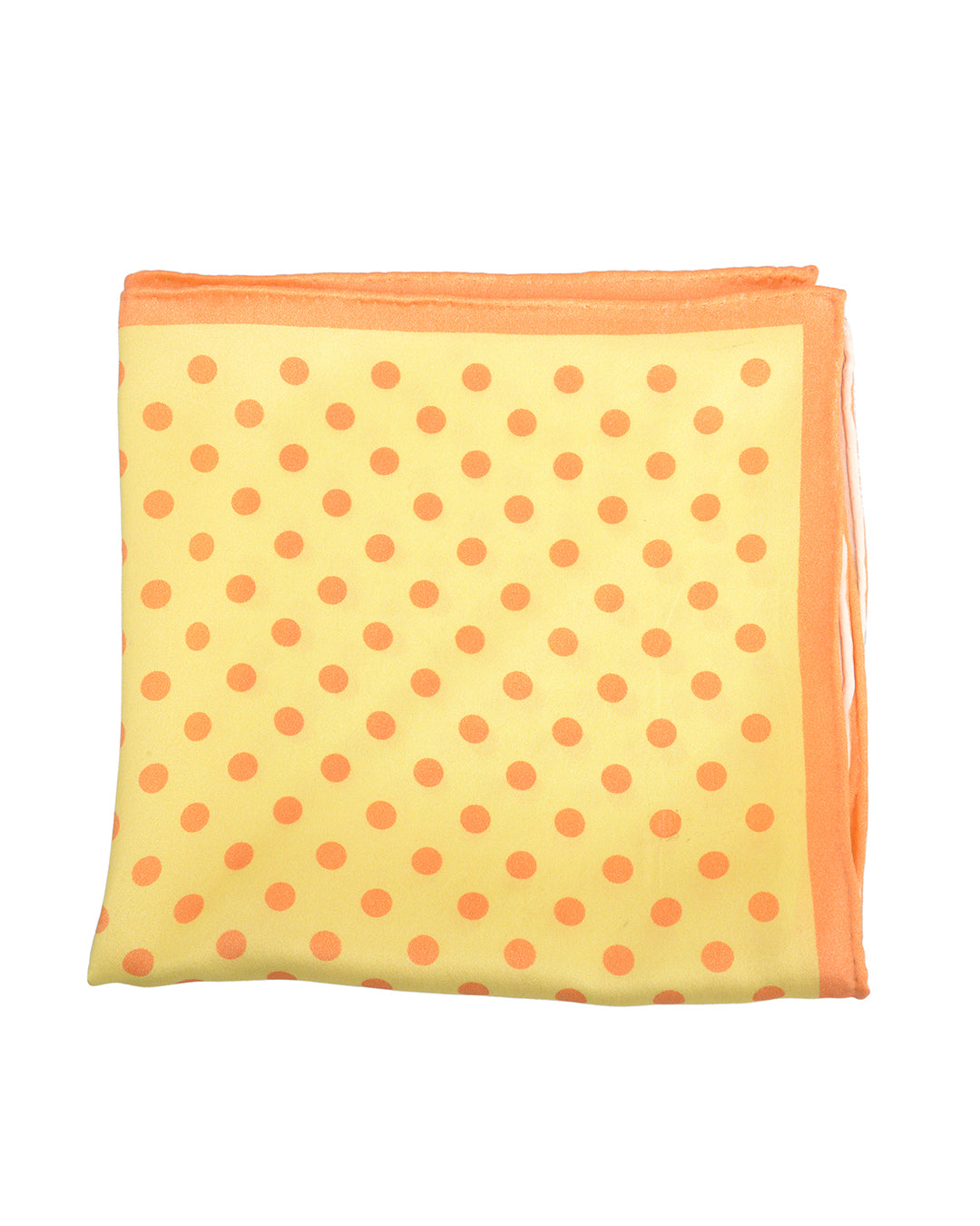 Pocket Square - Big Orange Polka Dots on Yellow - 3