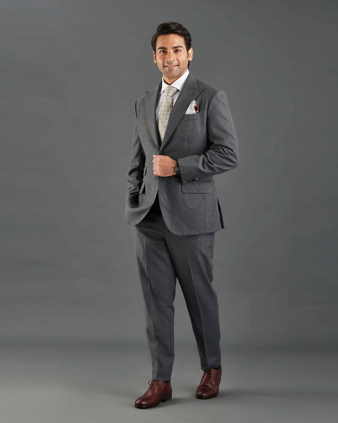 Dugdale Dark Grey Wool Flannel Suit - 1