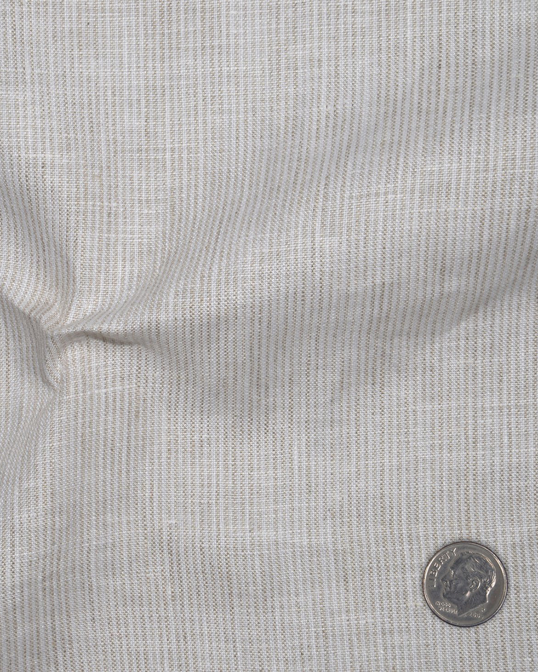 Ecru White Dress Stripes Linen - 4