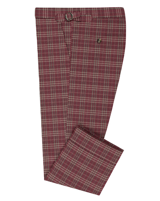 EThomas Maroon Windowpane Checks