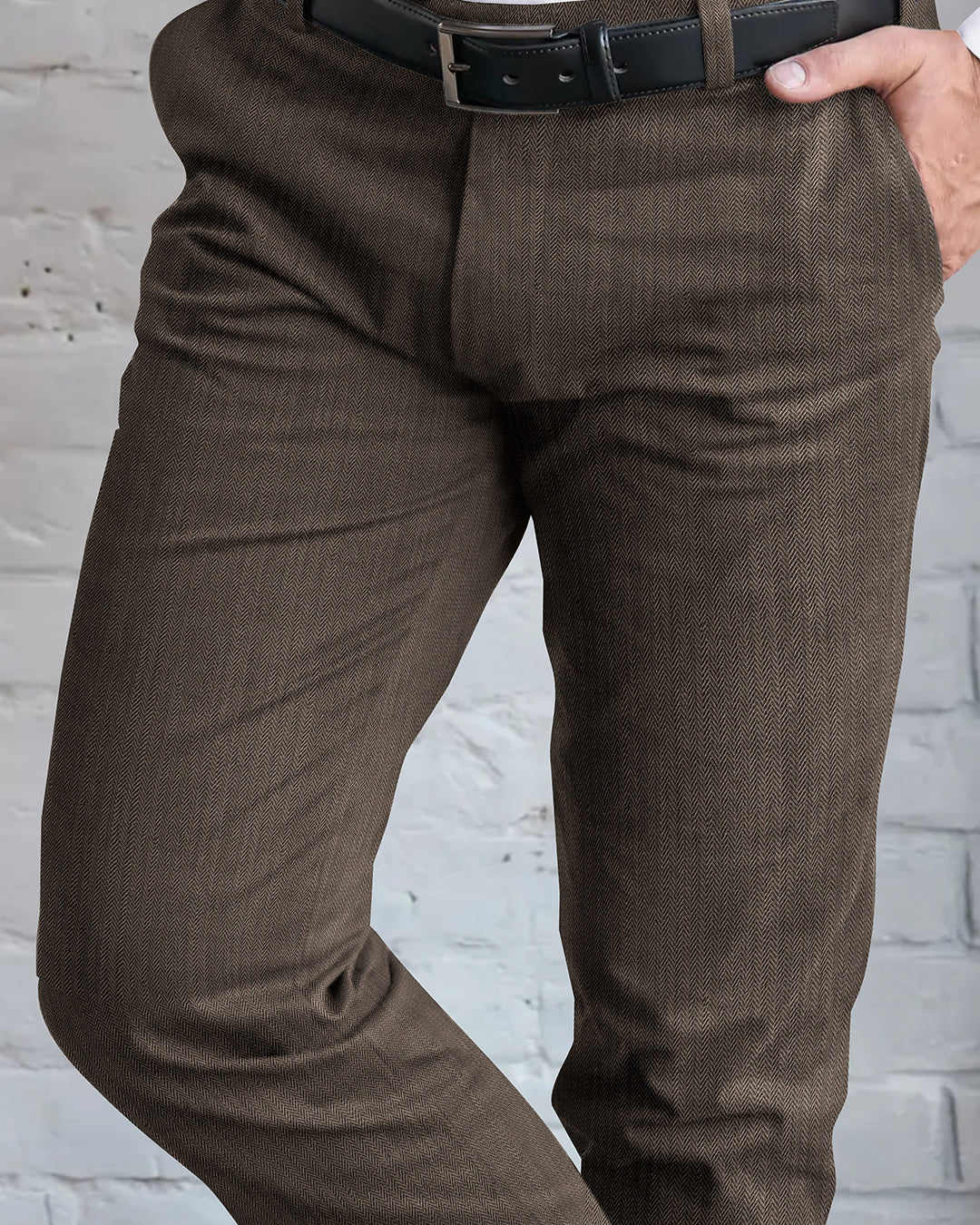 Performance Chino: Brown Herringbone - 2
