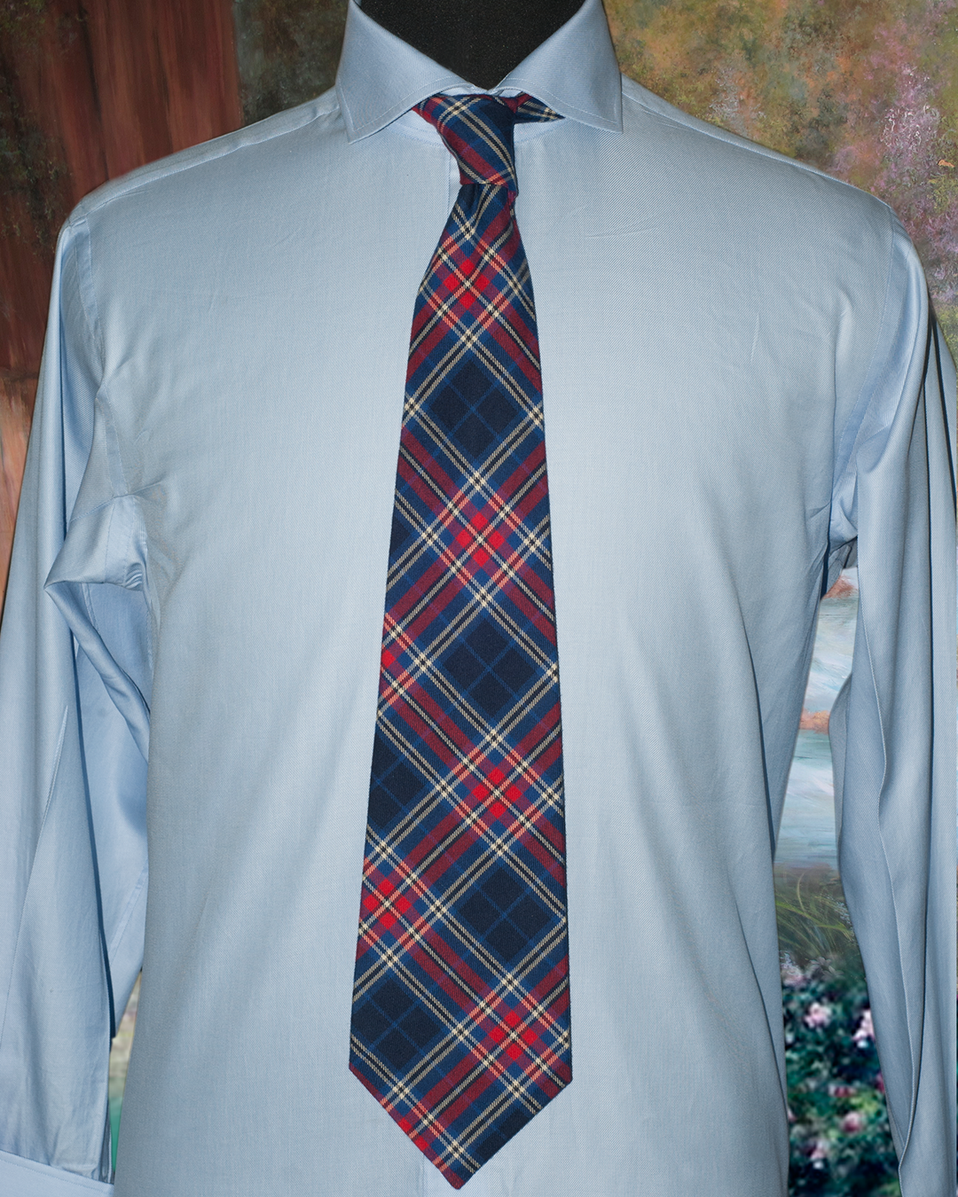 Red Blue Tartain Plaid Tie - 2