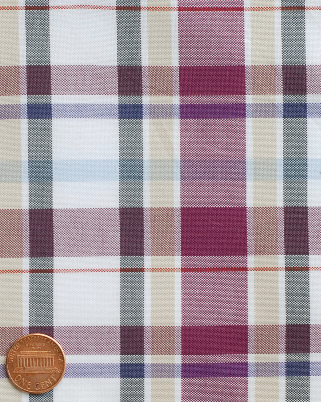 Easy-to-Iron Maroon White Ecru Oxford Checks - 4