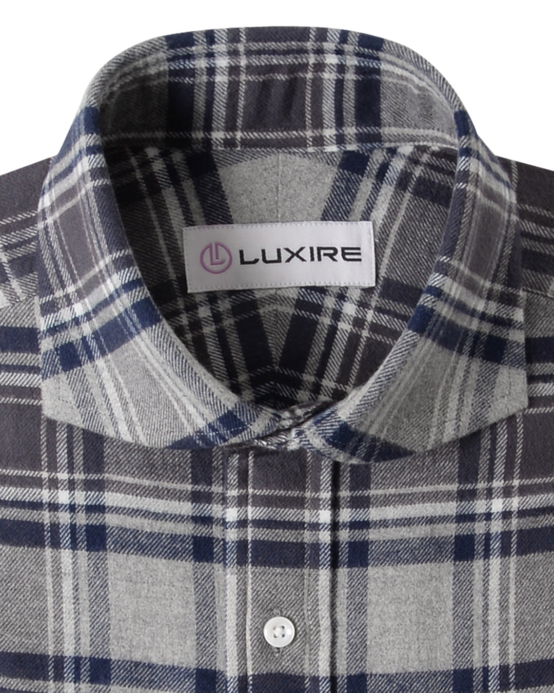Dark Gull Grey Navy Plaid Flannel Work Shirt - 2