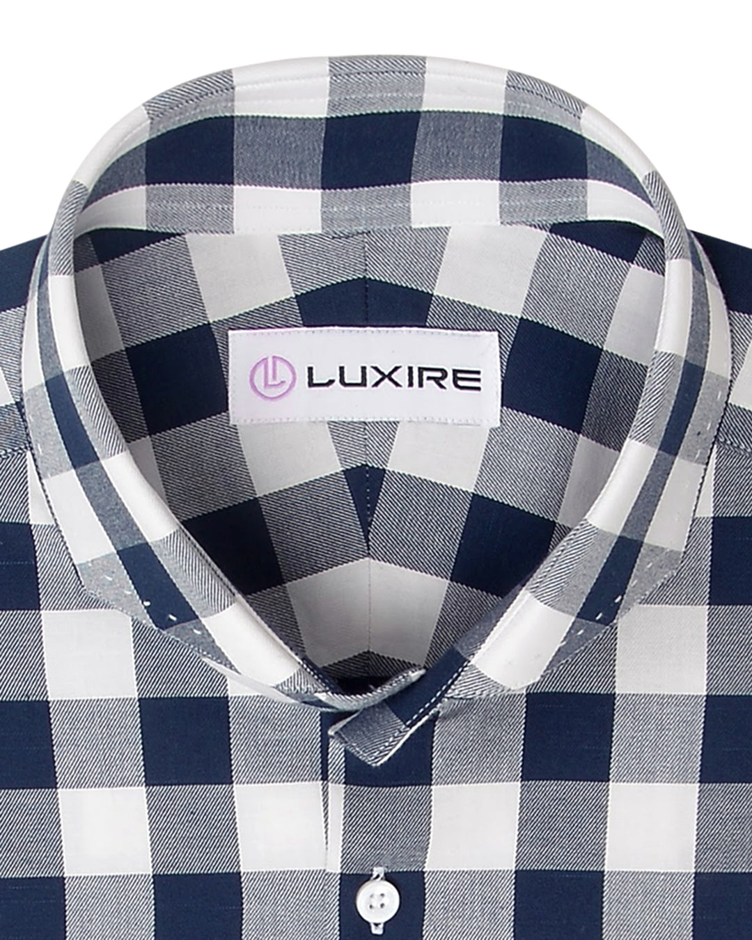 Navy White Windowpane Gingham Soft Twill - 2