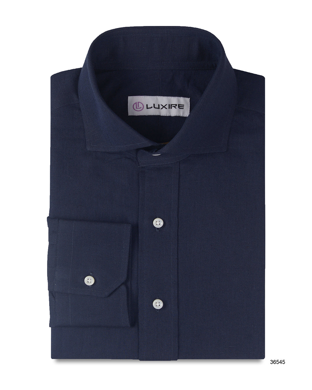 Solid Navy Blue Linen Shirt - 1