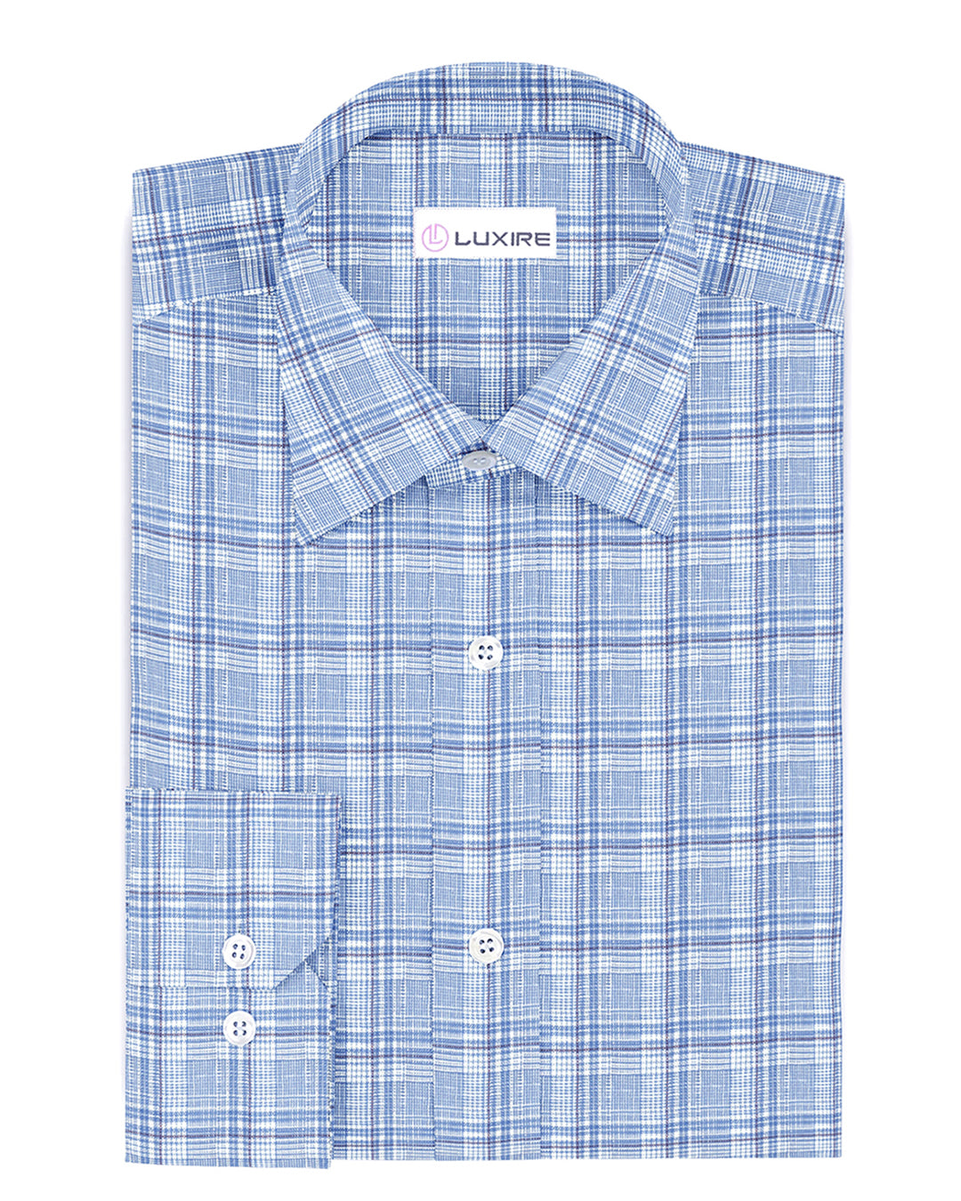 Zegna: Light Blue Tartan Checks Seersucker - 1
