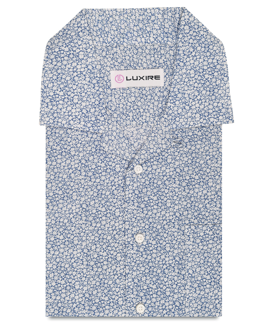 White Flower on Blue Printed Shirt - 2