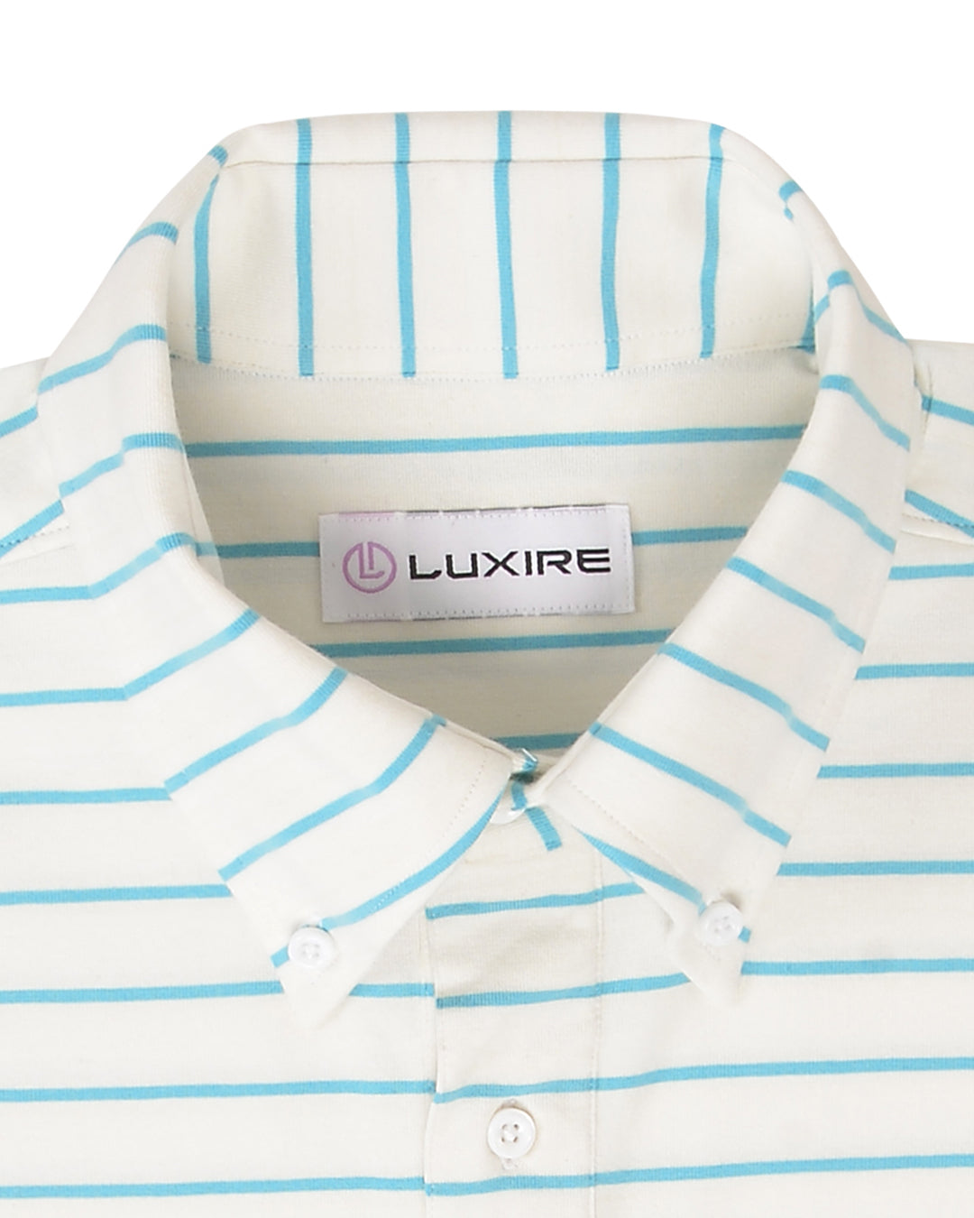 White Blue Striped Polo T-shirt - 2