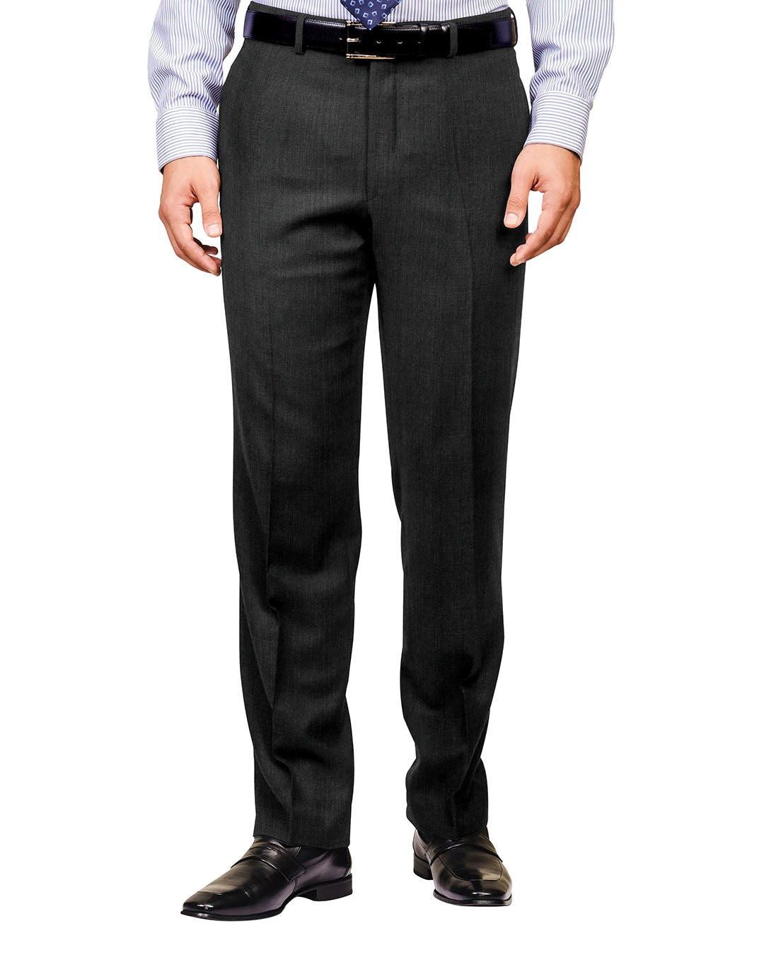 Washable Wool Pants: Plain Charcoal Grey - 2