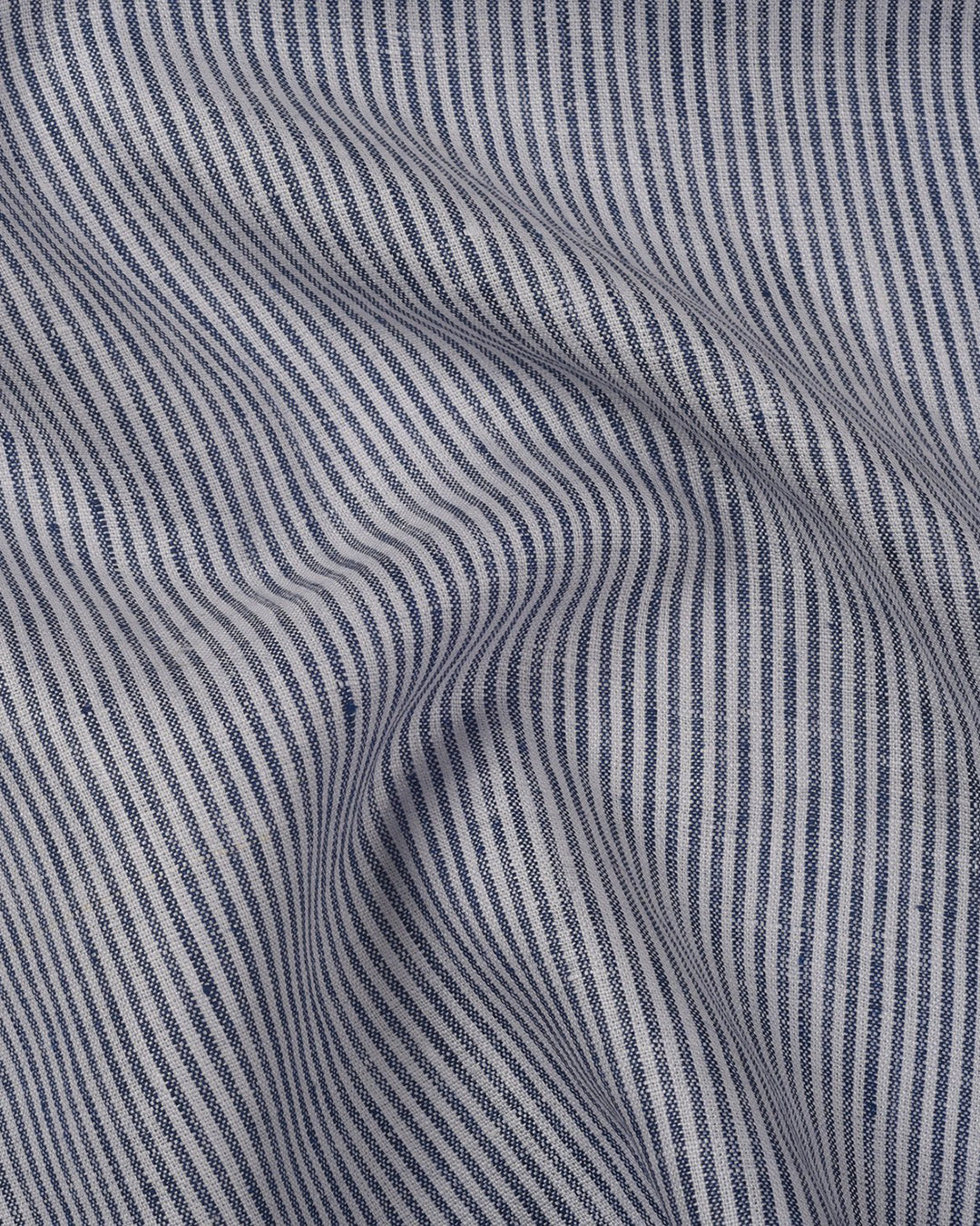 Pullover Shirt Blue White Stripes  Linen - 2
