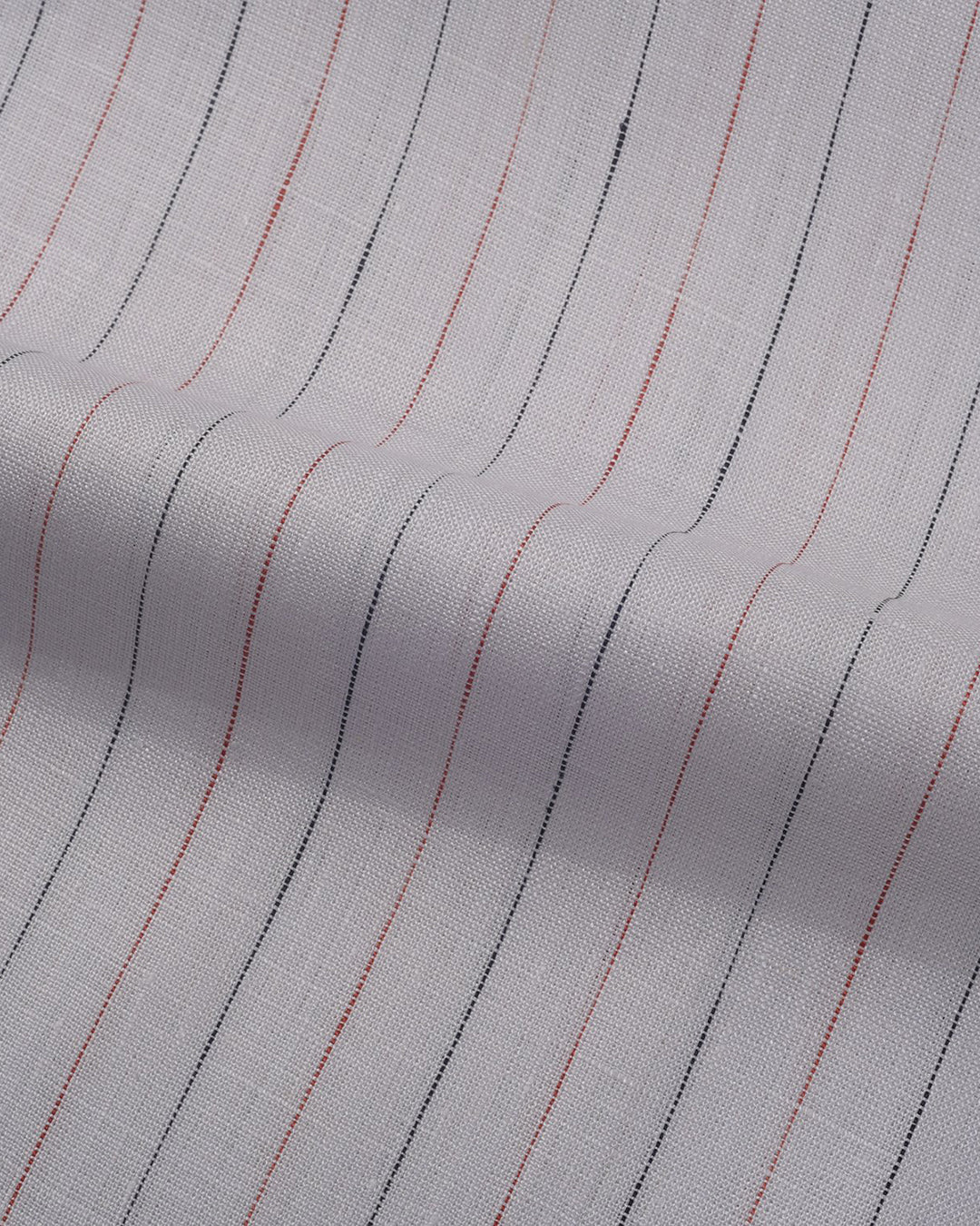 Pullover Shirt in Ecru Wide Black Red Pin Stripes - 5
