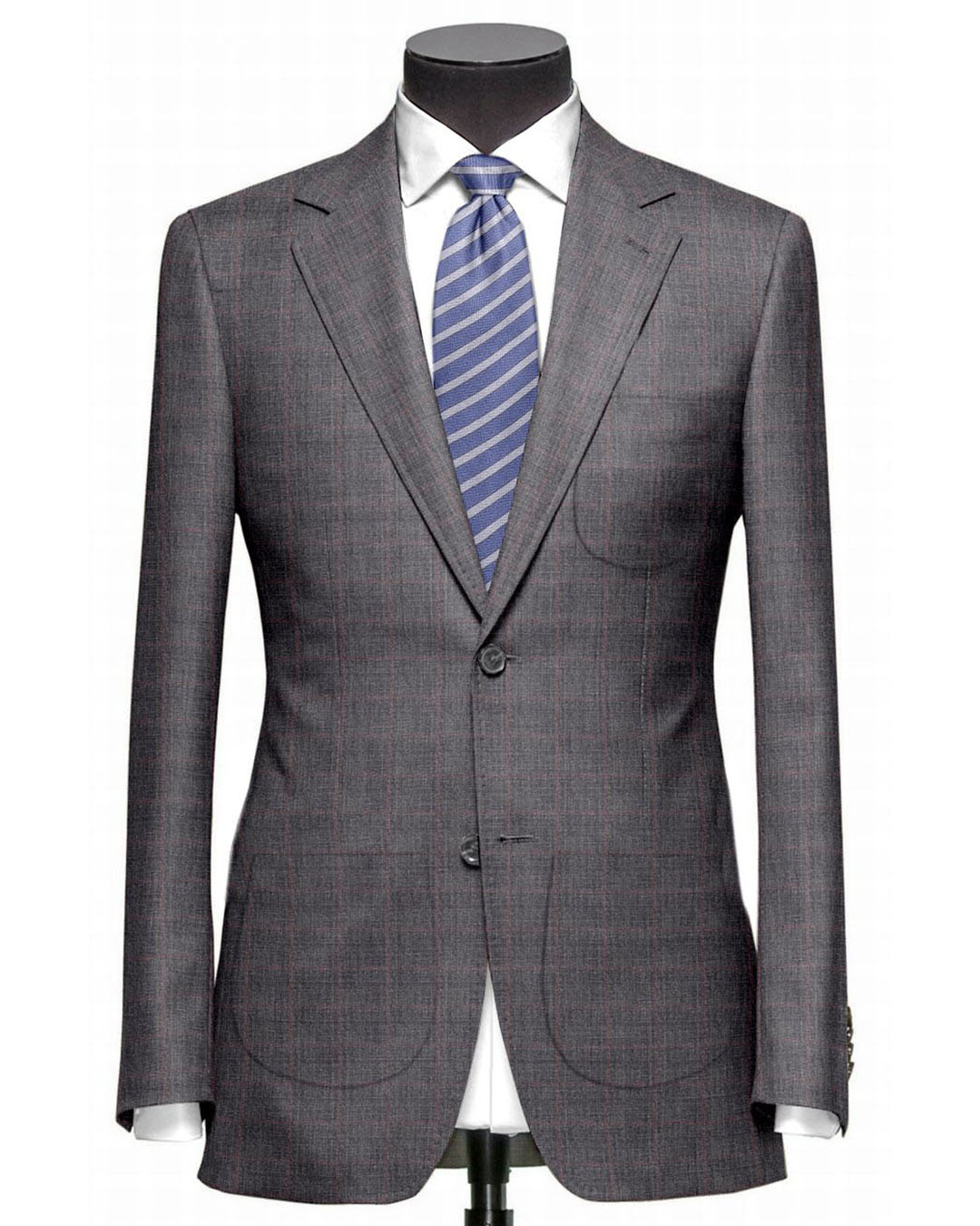 EThomas Shark Shine Silver Windowpane Checks Jacket - 1