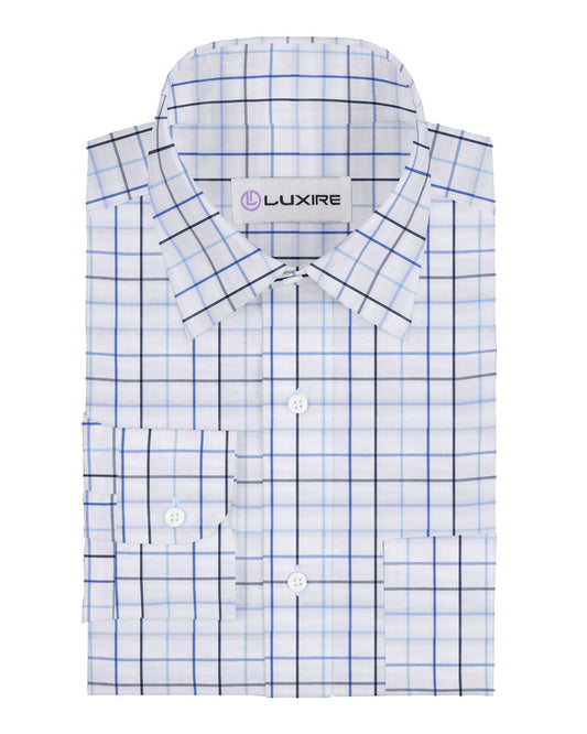 Shades Of Blue Checks On White