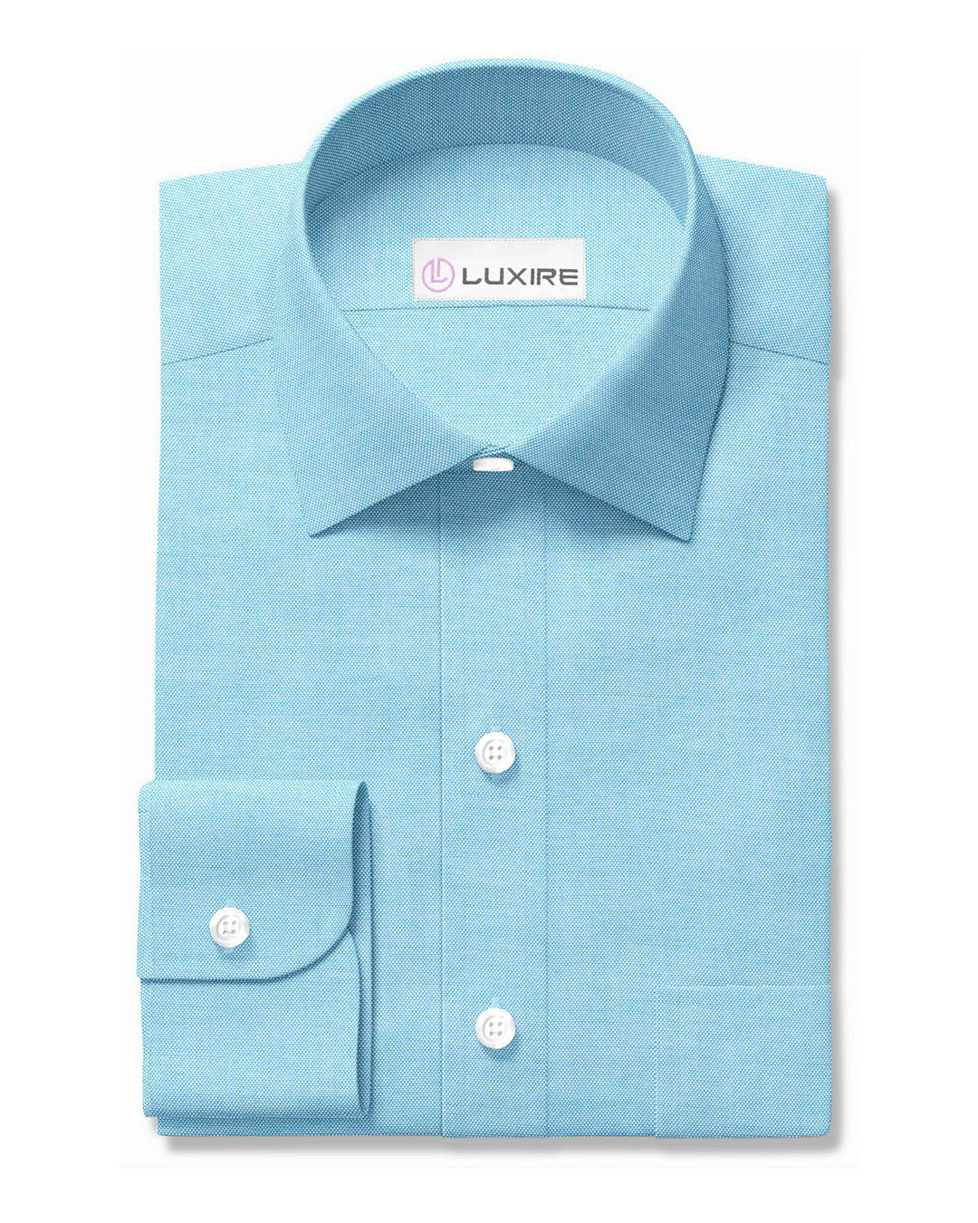 Turquoise Blue Pinpoint Oxford - 1