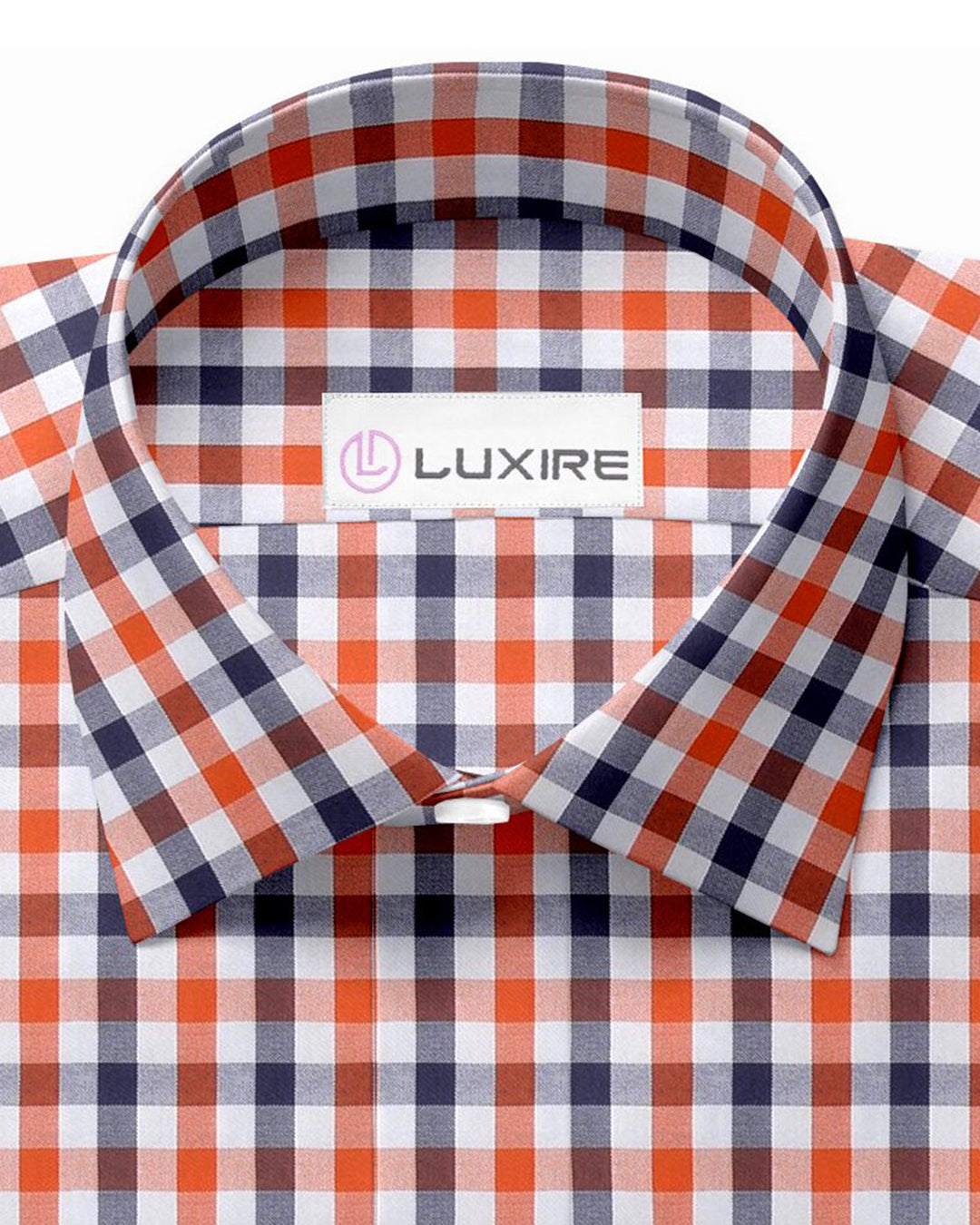 Orange White Navy Gingham - 2