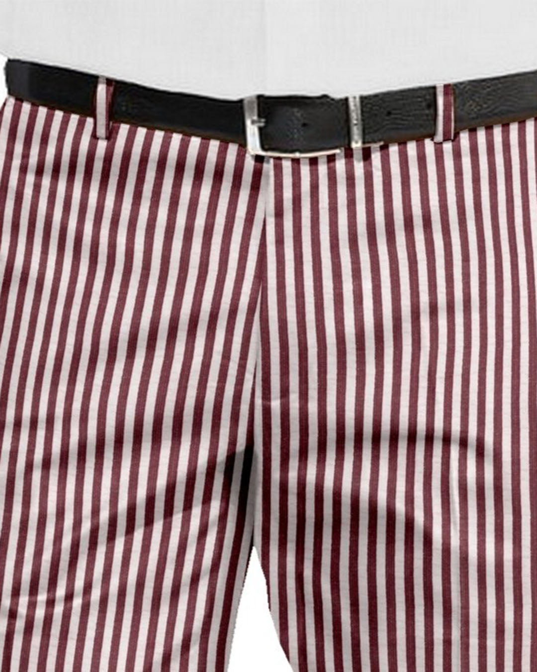 Shorts in Rose Red White Bengal Stripes Seersucker - 1