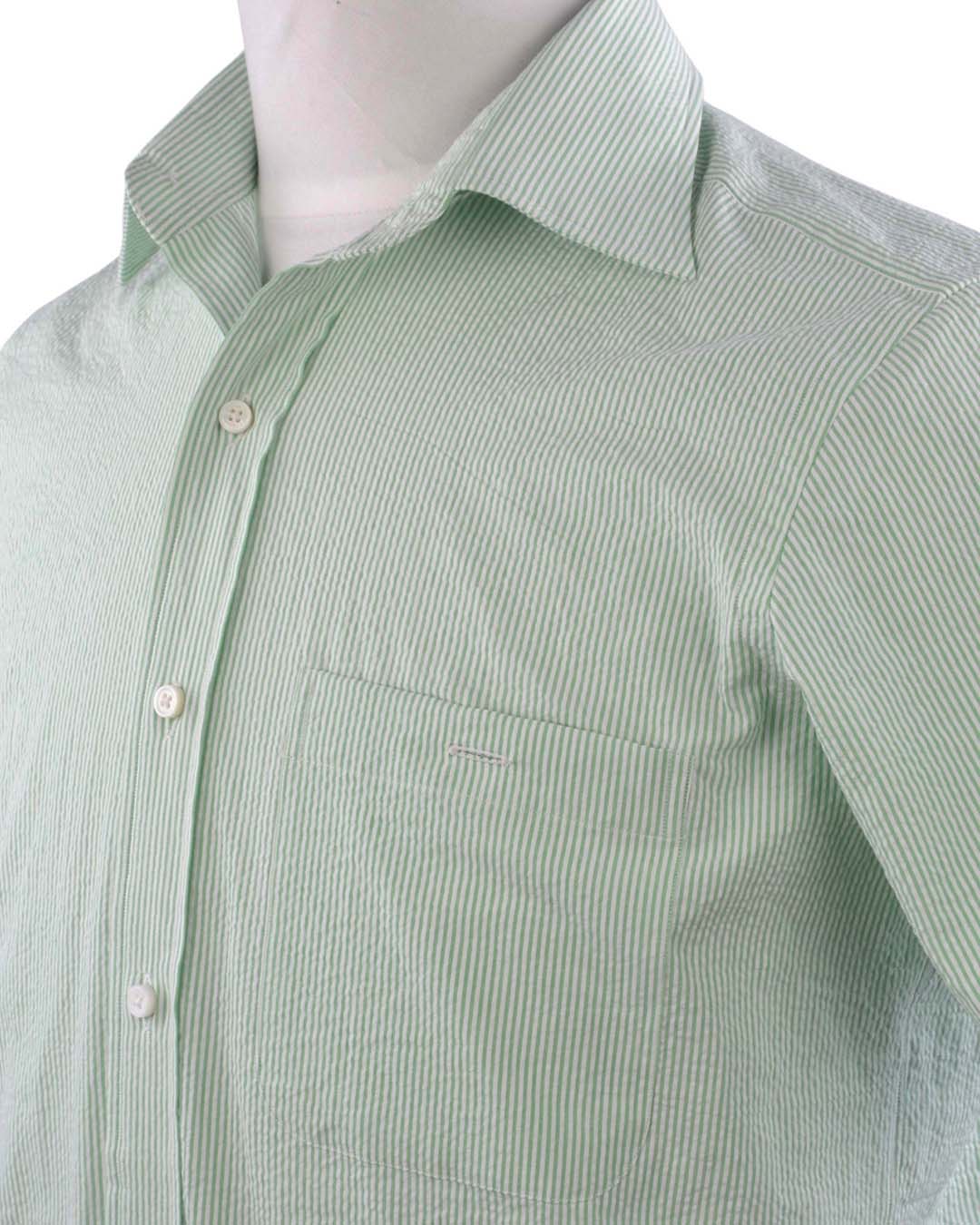 Fern Green Dress Stripes Seersucker - 1