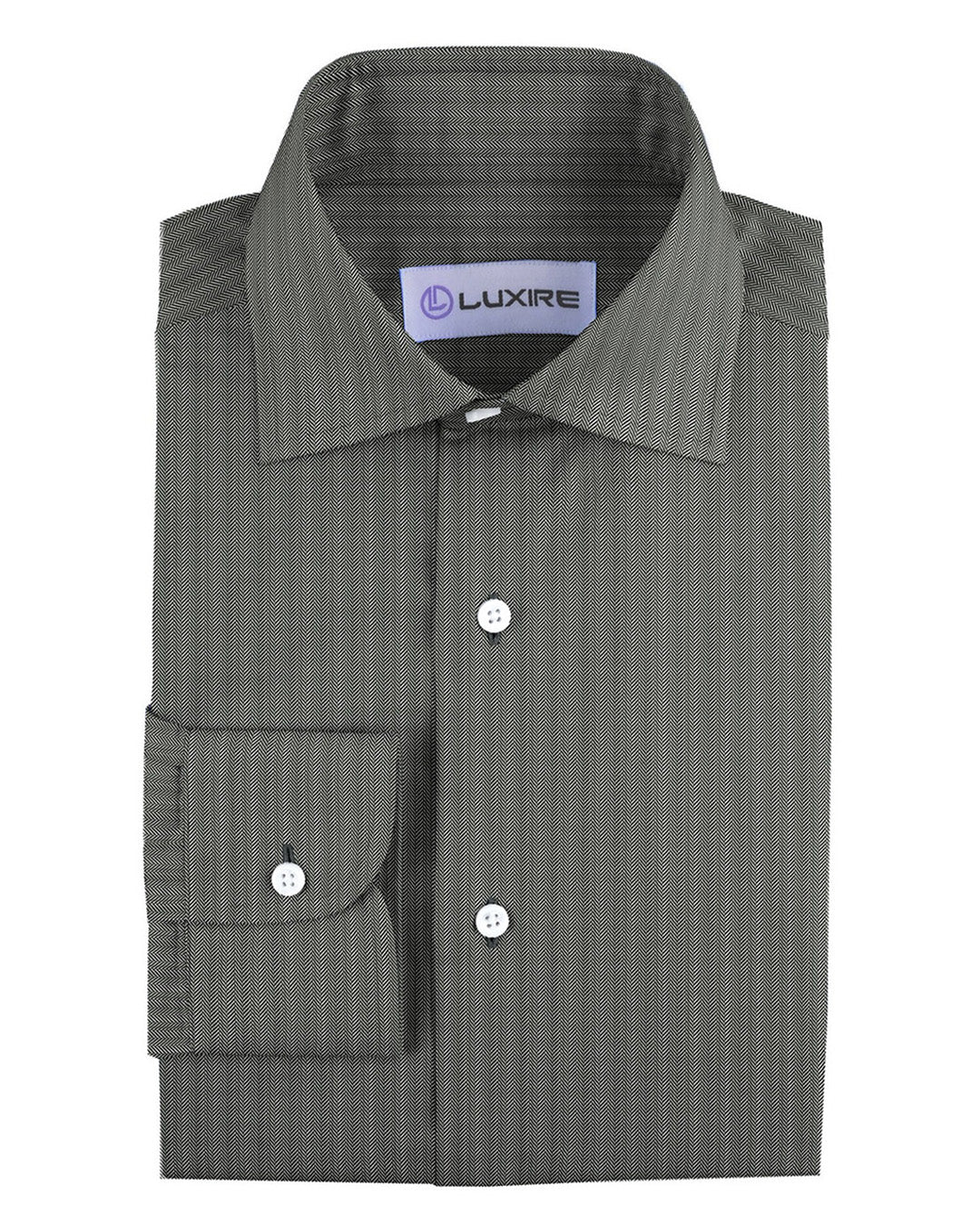 Grey Herringbone Shirt - 1