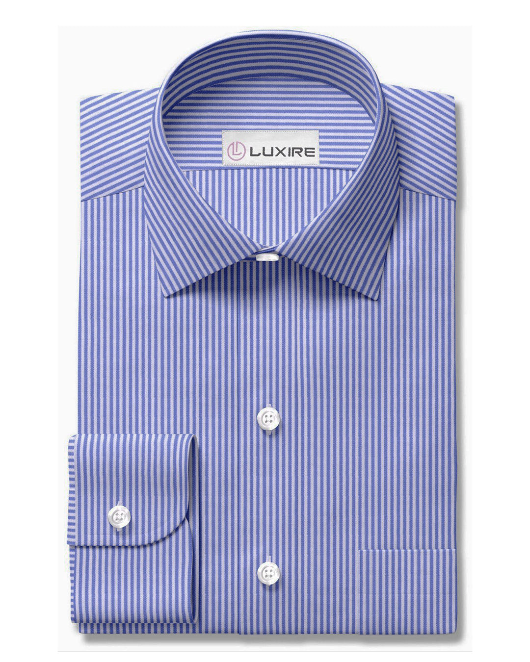 Mid Blue White Dress Stripes - 1