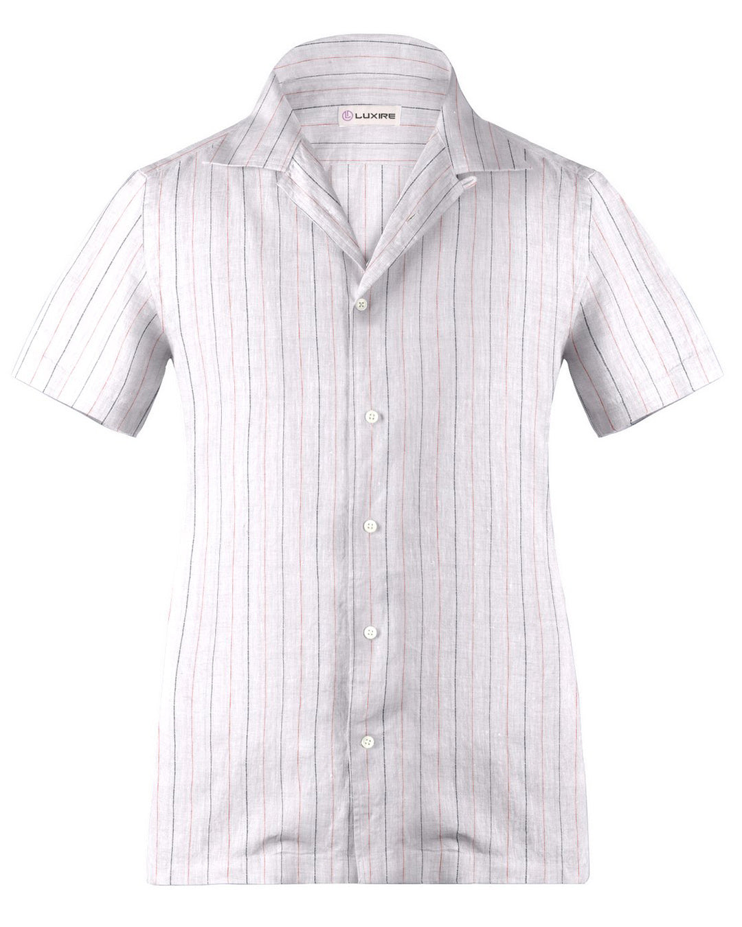 Camp collar PRESET STYLE in Ecru Wide Black Red Pin Stripes - 1